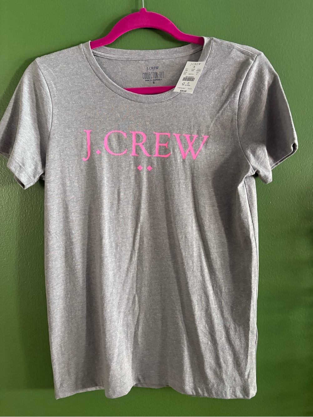 J. Crew Gray Collector Tee with Pink lettering